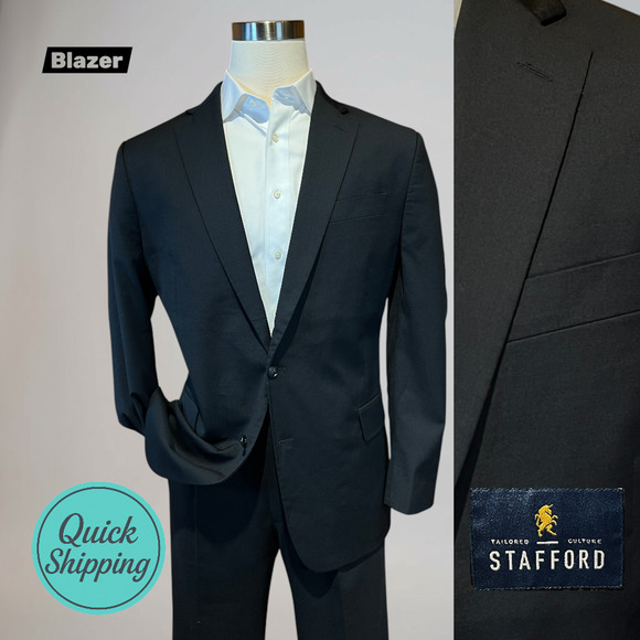 Stafford Other - Stafford 44-46R Basic Black Classic Blazer Sport Suit Jacket Separate